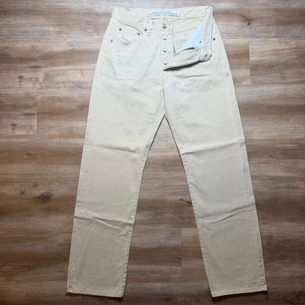 Diesel Cheyenne Jeans Mens 31x32 Beige Khaki Straight Leg Made In Italy (Tag 32)